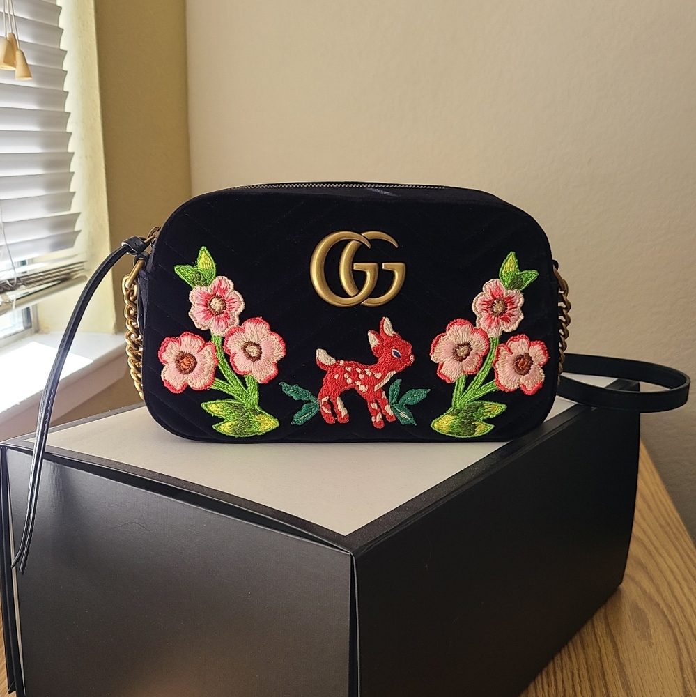 Gucci Marmont Embroidered Velvet